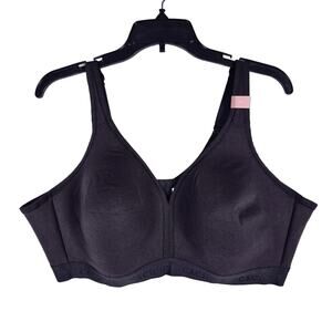 Cacique Lightly Lined No-Wire Black Bra Womens size 46C